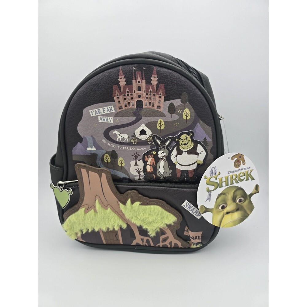 NWT DreamWorks Shrek Far Far Away Castle Swamp Mini Backpack Faux Leather Bag